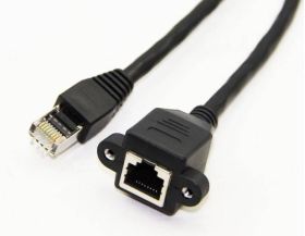 Ethernet connector inlet, Panel Mount - RJ45 female/male CAT6 cable - 30cm, 50cm, 1m, 1.5m