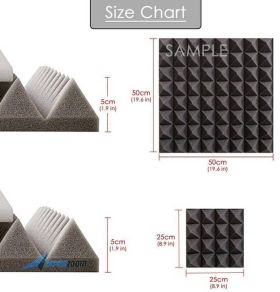 Arrowzoom Acoustic Panels Sound Absorption Studio Soundproof Foam - Pyramid Tiles - 50 x 50 x 5 cm